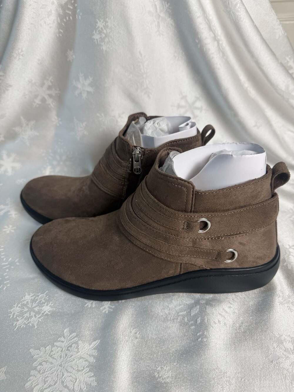 LifeStride Bzees Brave Mocha Brown Ankle Boots Women 9 Wide W Comfort Booties